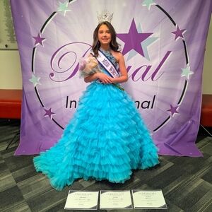 Elegant Blue Ruffled Kids Dress